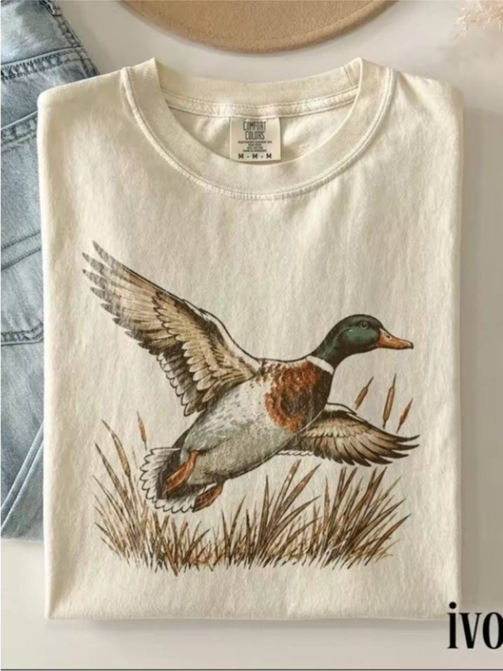 Comfort Colors Ivory Tee with Flying Duck Graphic